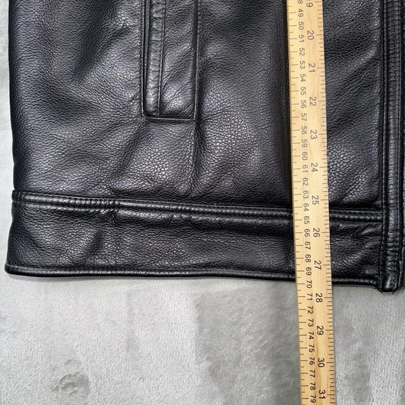 Calvin Klein Bomber Jacket Black Faux Leather Faux Fur Lined Men's Size XL - Picture 11 of 13